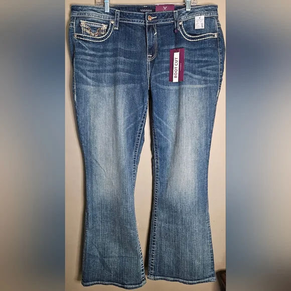 Vigoss Heritage Fit Dark Blue Bootcut Jeans - Picture 1 of 13